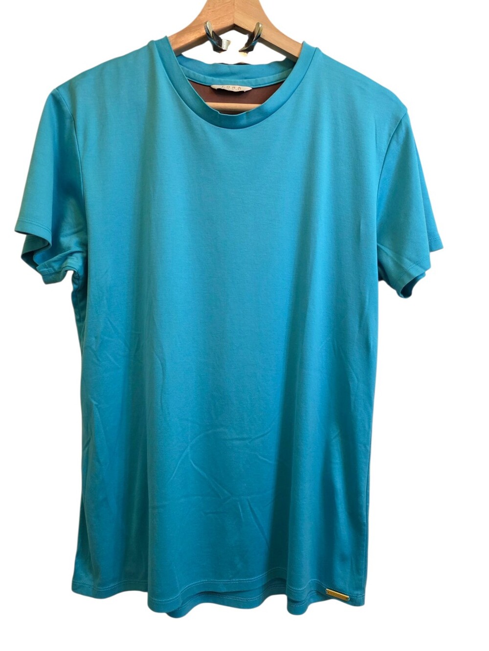 TORA Blue Silk & Cotton Crewneck T-Shirt Made In USA Size M